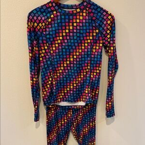 Girl’s Long Underwear Geometric Patterned Set